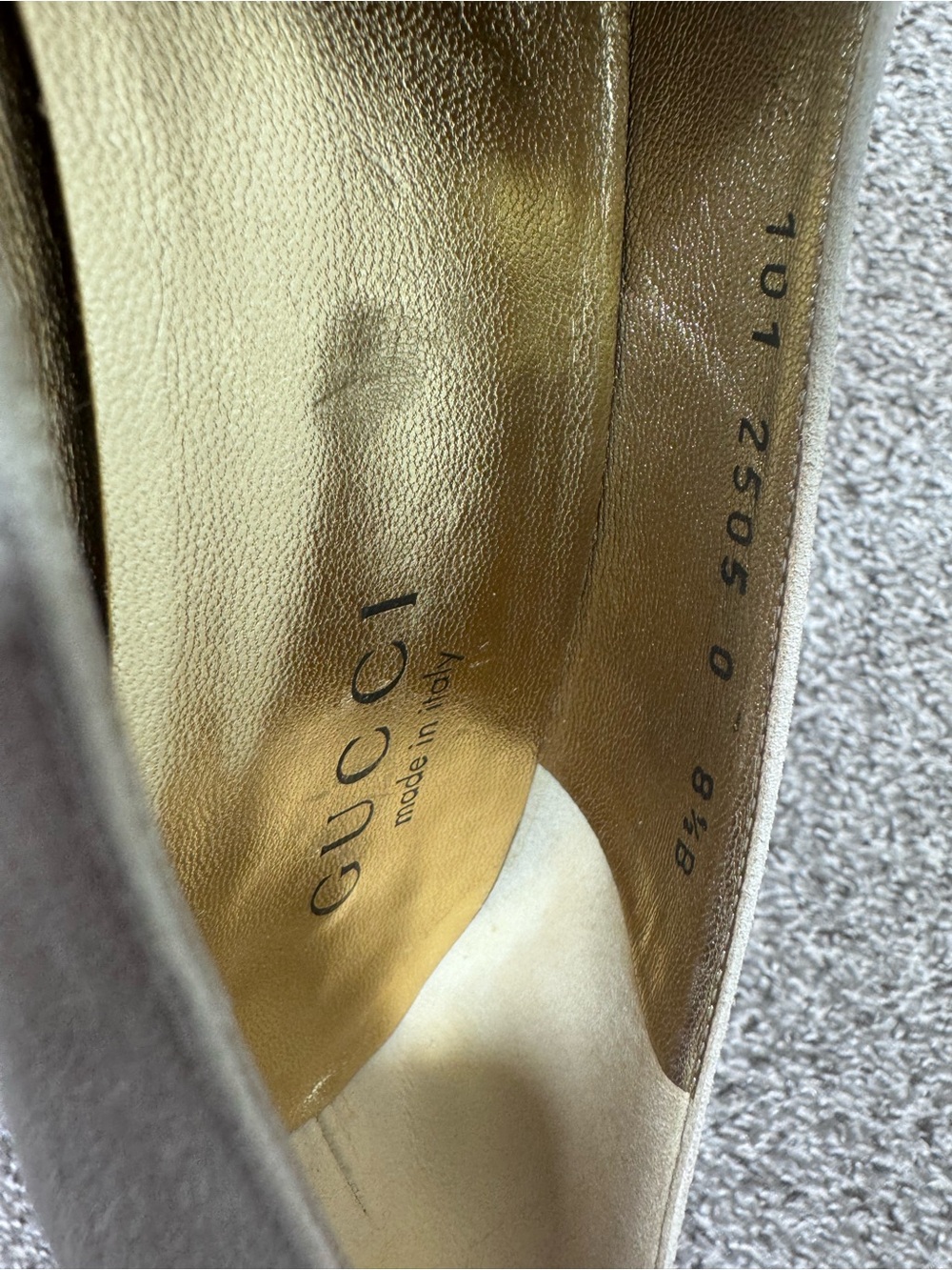 Gucci Women’s Leather Cap Toe Pumps Cream Black Gold Made in Italy Sz 8.5B - Picture 13 of 15